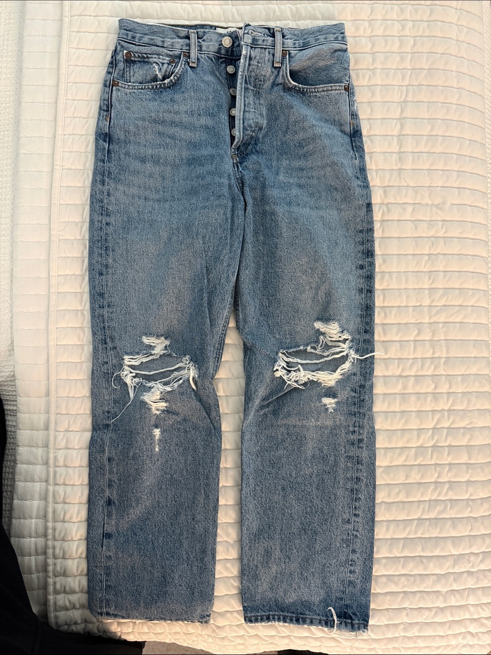 Agolde Light Blue Distressed Ankle Jeans